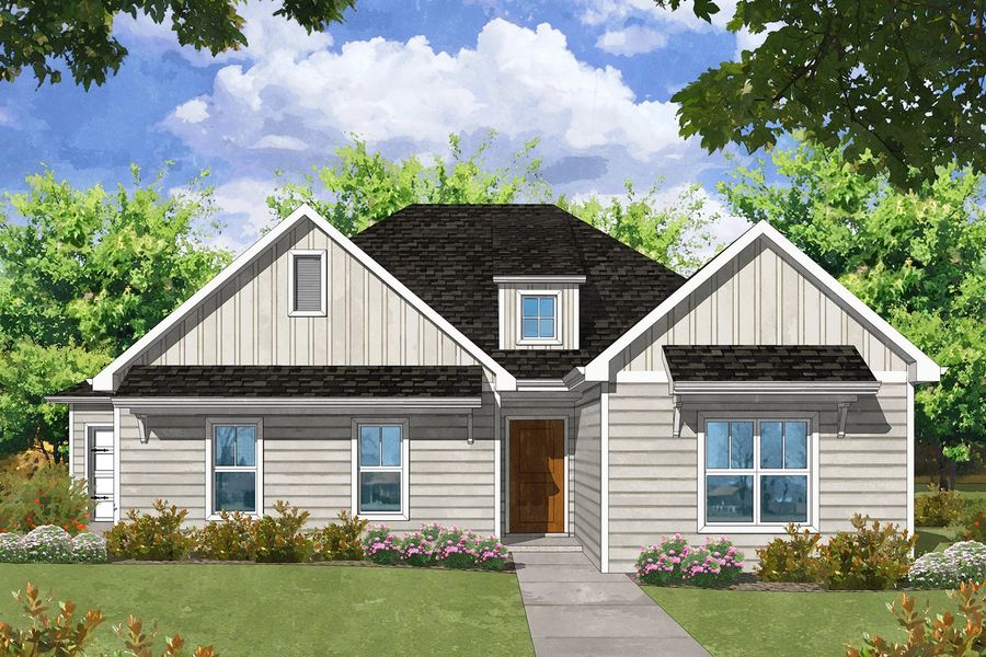 Representative exterior photo of a completed home built from the Townsend by Center Park Homes in Sweetbay Cove, Summerville, SC (Image 9). Representative exterior photo of a completed home built from the Townsend by Center Park Homes in Sweetbay Cove, Summerville, SC (Image 9).