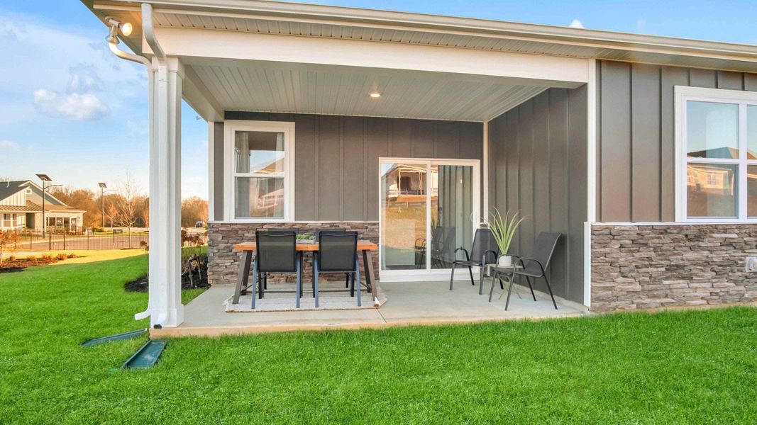 Exterior details and patio area of a home in Nexus South, Gallatin (Image 3). Exterior details and patio area of a home in Nexus South, Gallatin (Image 3).