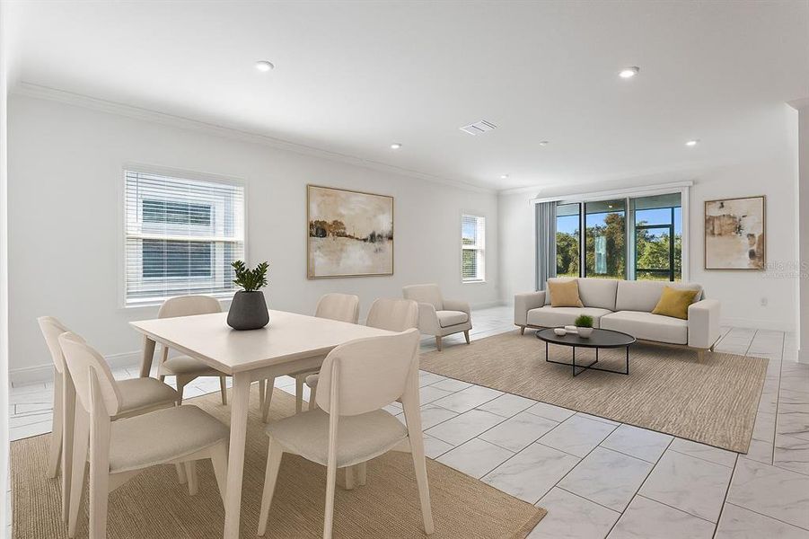 Furnished interior view inside a new home in Villa Pass, Mascotte (Image 4). Furnished interior view inside a new home in Villa Pass, Mascotte (Image 4).