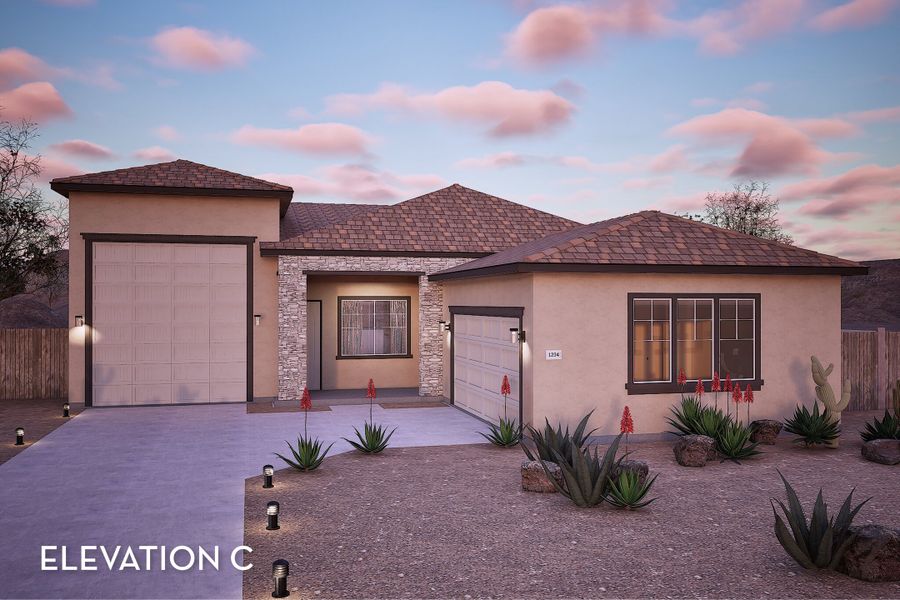 Representative exterior photo of a completed home built from the Marana by CastleRock Communities in Hayden Estates, Buckeye, AZ (Image 16). Representative exterior photo of a completed home built from the Marana by CastleRock Communities in Hayden Estates, Buckeye, AZ (Image 16).