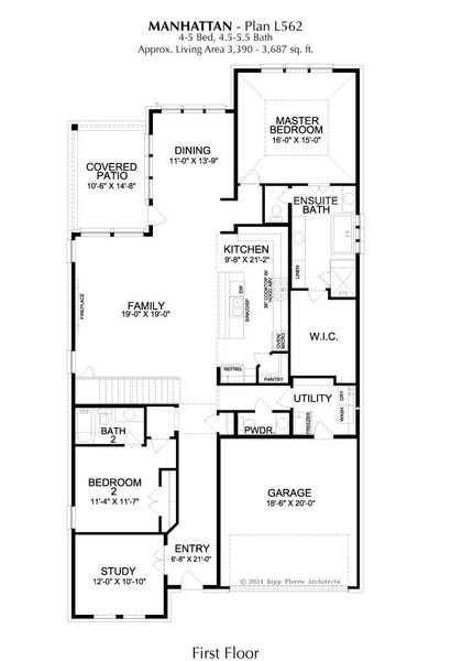 2D floor plan layout for the Manhattan by Landon Homes in Fields - East Village, Frisco, TX (Image 4). 2D floor plan layout for the Manhattan by Landon Homes in Fields - East Village, Frisco, TX (Image 4).