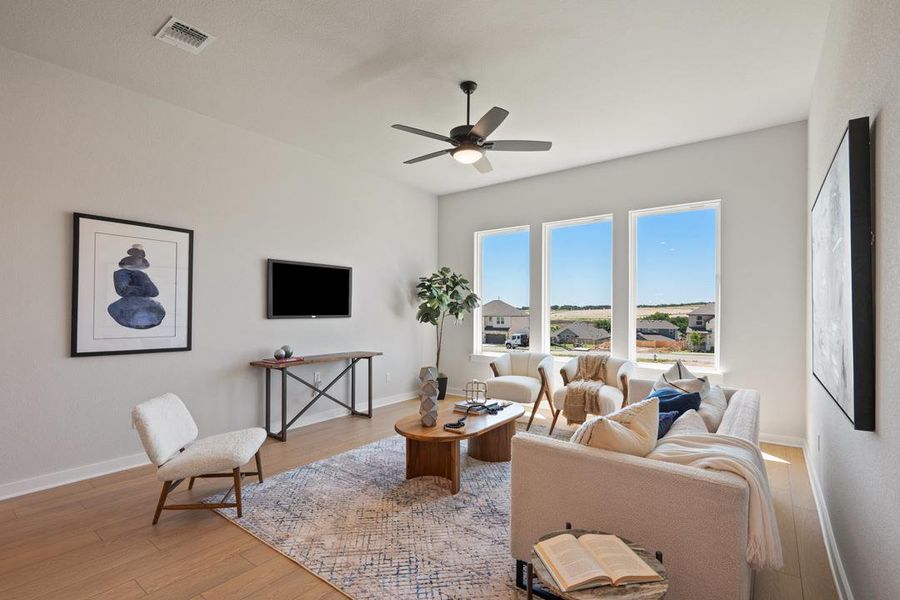 Furnished interior view inside a new home in Park Collection at Lariat, Liberty Hill (Image 26). Furnished interior view inside a new home in Park Collection at Lariat, Liberty Hill (Image 26).