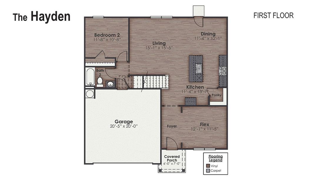 2D floor plan layout of this home in Saltgrass Landing, Winnabow, NC (Image 3).