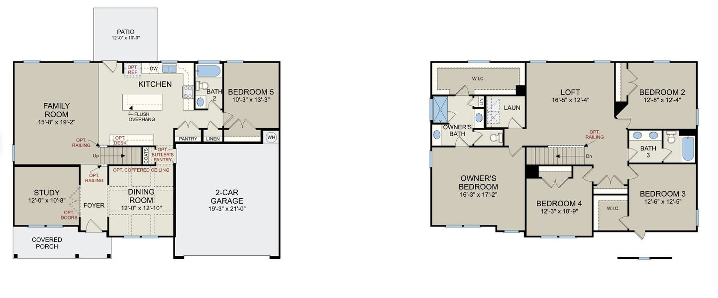 2D floor plan layout for the Southport II - Single Family Homes by Dream Finders Homes in Wood Lake II, Raeford, NC (Image 3). 2D floor plan layout for the Southport II - Single Family Homes by Dream Finders Homes in Wood Lake II, Raeford, NC (Image 3).