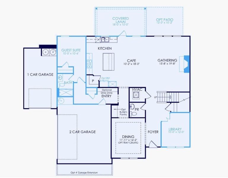 2D floor plan layout of this home in Traditions of Braselton, Jefferson, GA (Image 3).