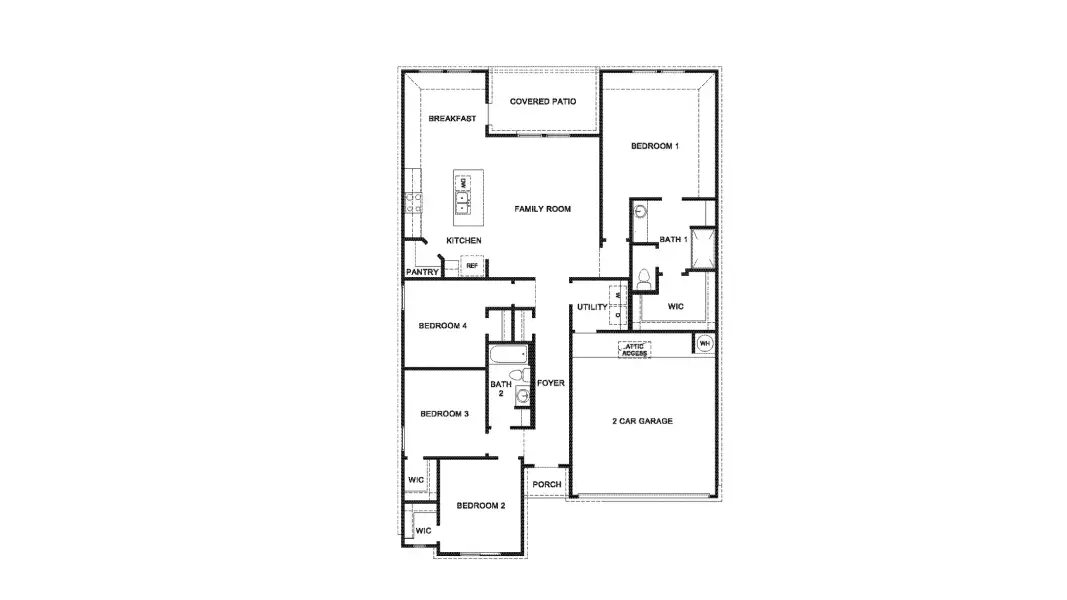 2D floor plan layout for the Fargo by D.R. Horton in Wildwood Estates, Nolanville, TX (Image 3).