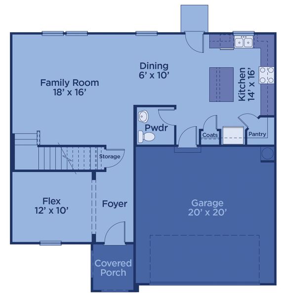 2D floor plan layout for the Gainesville by UnionMain Homes in Three Rivers, Rome, GA (Image 3).