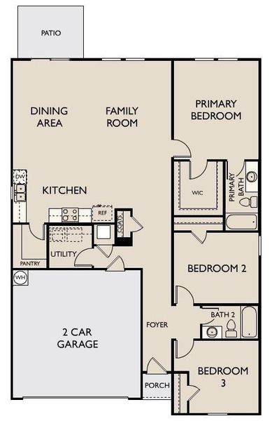 2D floor plan layout of this home in Noble Ridge, Howe, TX (Image 3).
