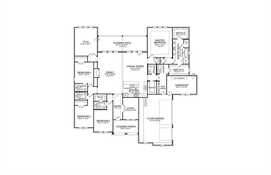 2D floor plan layout of this home in Chapel Bend, Montgomery, TX (Image 5).