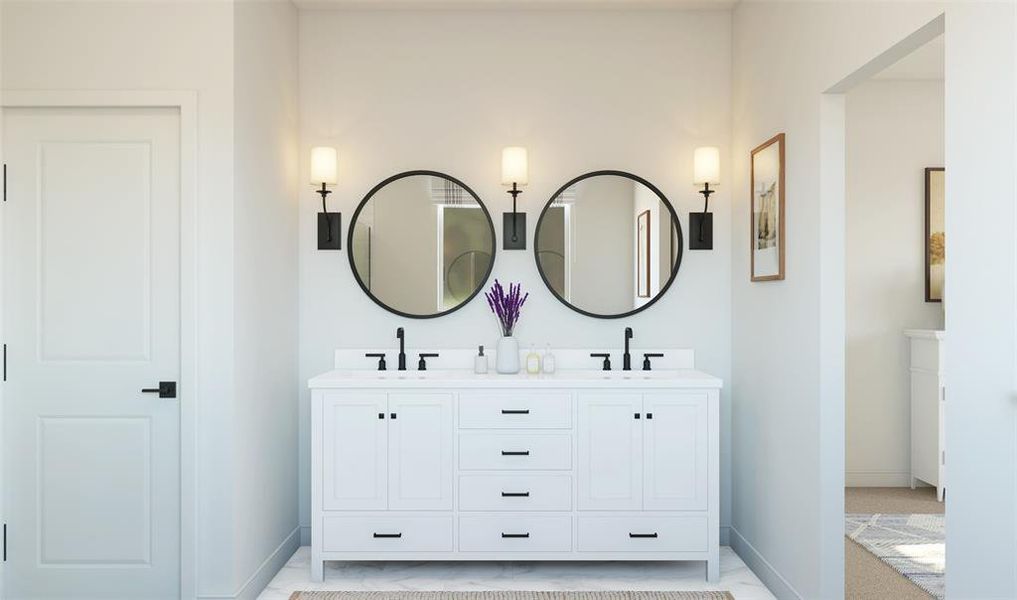 Relaxing primary bath (*Artist rendering used for illustration purposes only.)