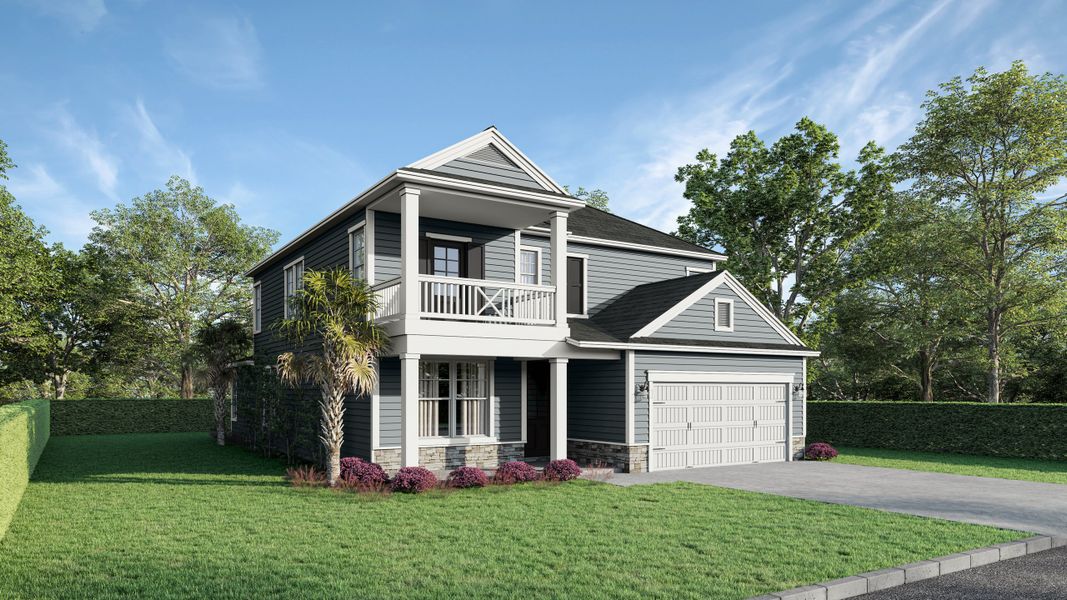 Front exterior of a new home in Brunswick Plantation, Calabash, NC, highlighting curb appeal (Image 17). Front exterior of a new home in Brunswick Plantation, Calabash, NC, highlighting curb appeal (Image 17).