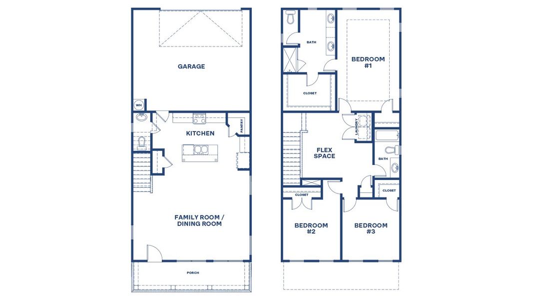 2D floor plan layout for the Avril by D.R. Horton in Brookland Commons, Monroe, GA (Image 3).