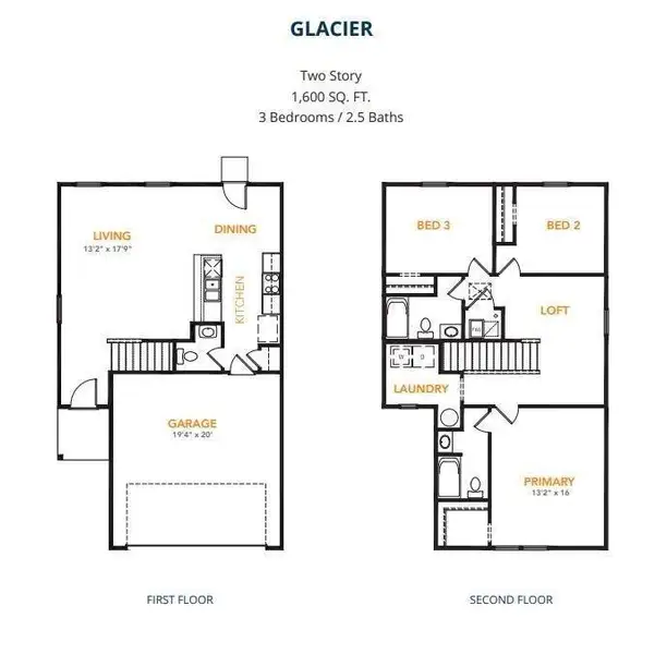 2D floor plan layout of this home in Stoney Ridge, Hudson, TX (Image 3).