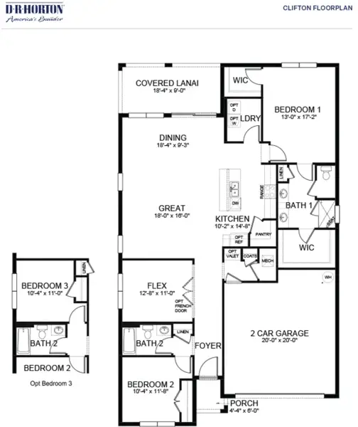 2D floor plan layout of this home in Cypress Bay West, Palm Bay, FL (Image 2). 2D floor plan layout of this home in Cypress Bay West, Palm Bay, FL (Image 2).