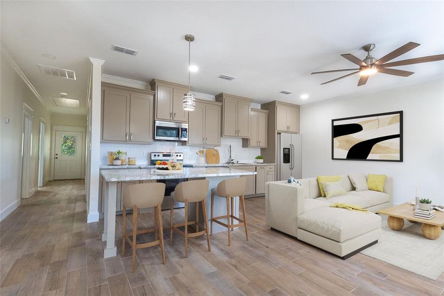 Furnished interior view inside a new home in , Lindale (Image 3). Furnished interior view inside a new home in , Lindale (Image 3).