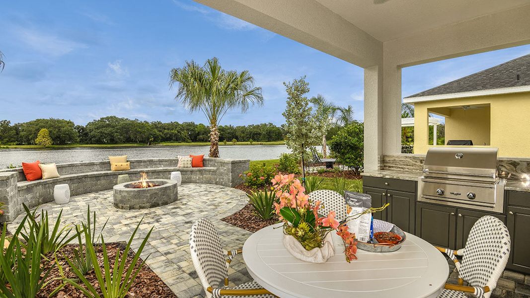 Exterior details and patio area of a home in Windward Real Estate and Homes for Sale in Sarasota, FL - Neal Communities, Lakewood Ranch (Image 3).