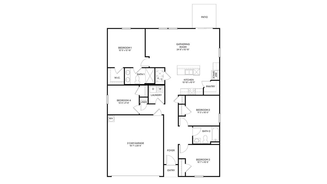 2D floor plan layout for the Freeport by D.R. Horton in The Arbors, Jacksonville, FL (Image 3).