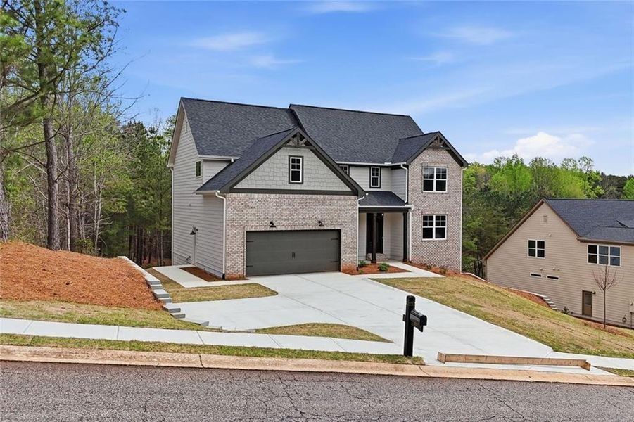 Front exterior of a new home in , Dawsonville, GA, highlighting curb appeal (Image 28). Front exterior of a new home in , Dawsonville, GA, highlighting curb appeal (Image 28).