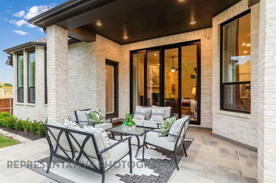 Exterior details and patio area of a home in Wildflower Ranch: Artisan Series - 60ft. lots, Dish (Image 2). Exterior details and patio area of a home in Wildflower Ranch: Artisan Series - 60ft. lots, Dish (Image 2).