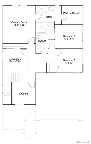 2D floor plan layout of this home in Prairie Song: The Petal Collection, Windsor, CO (Image 2).