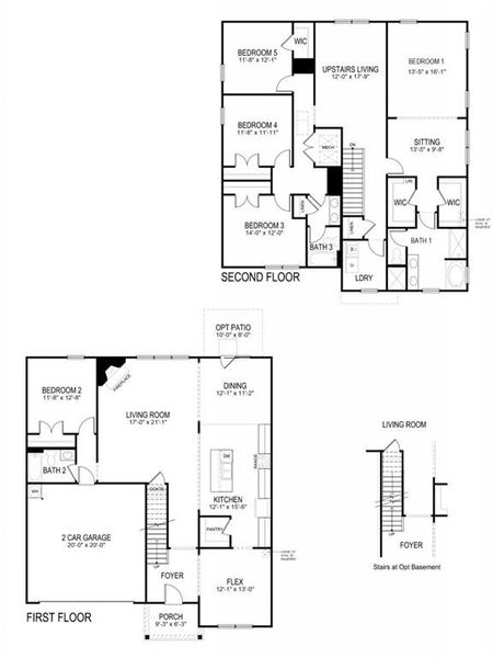 2D floor plan layout of this home in Parkside at Carter Grove, Cartersville, GA (Image 3).
