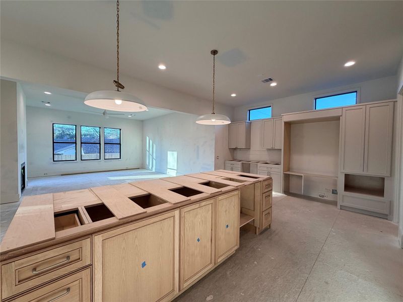 2203 Cheshire - Kitchen and Living Room - Construction Status as of 2/13/2026 2203 Cheshire - Kitchen and Living Room - Construction Status as of 2/13/2026