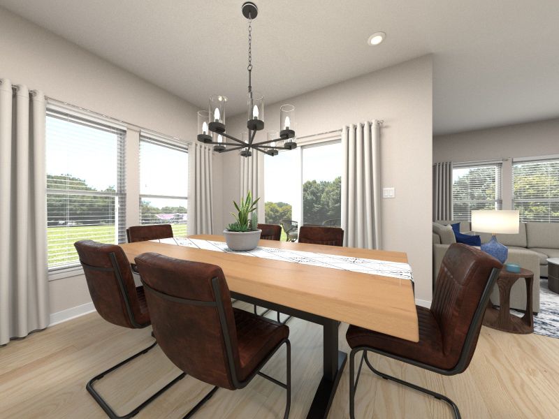 The open-concept floorplan allows for an easy flow between the kitchen and dining areas.