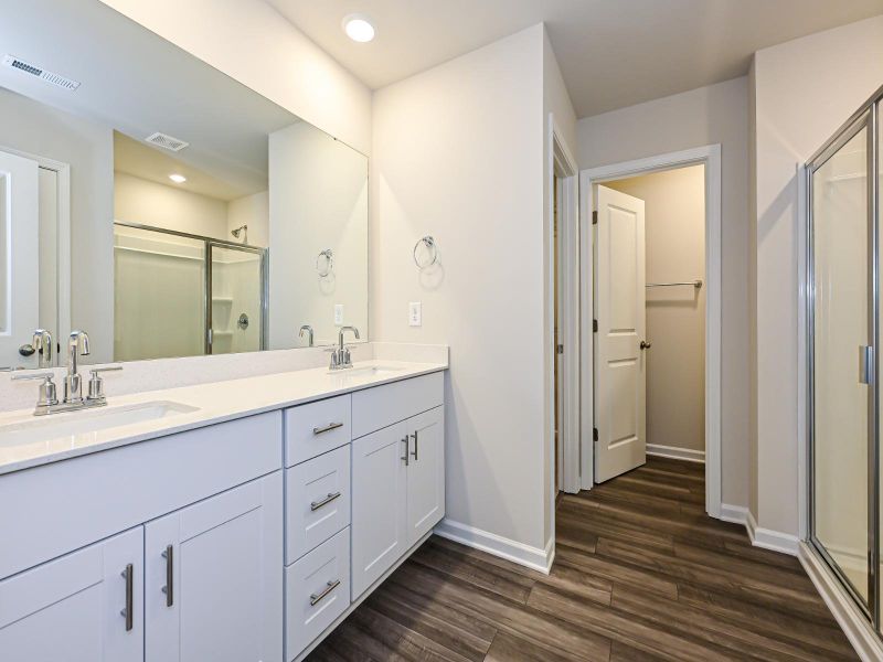 Primary Bathroom in the Dallas Floorplan at Morgan Hills in Albemarle, NC.