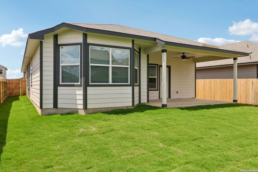 Exterior details and patio area of a home in Estancia Ranch - Premier Series, San Antonio (Image 4).
