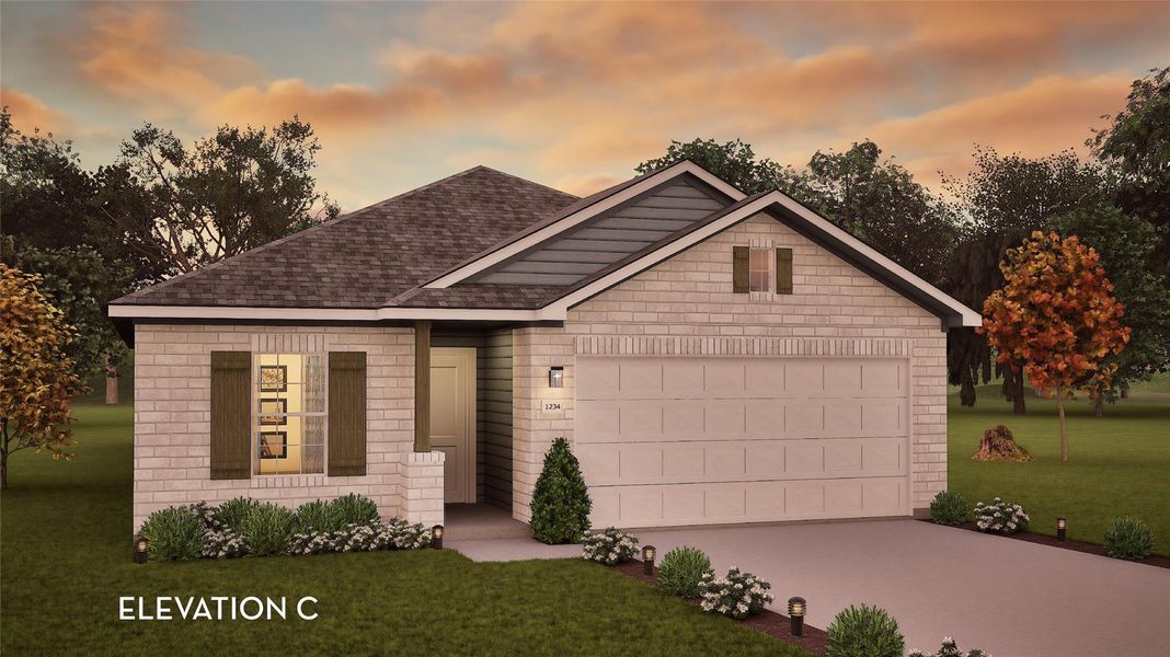 Front exterior of a new home in Bluestem, Brookshire, TX, highlighting curb appeal (Image 2). Front exterior of a new home in Bluestem, Brookshire, TX, highlighting curb appeal (Image 2).