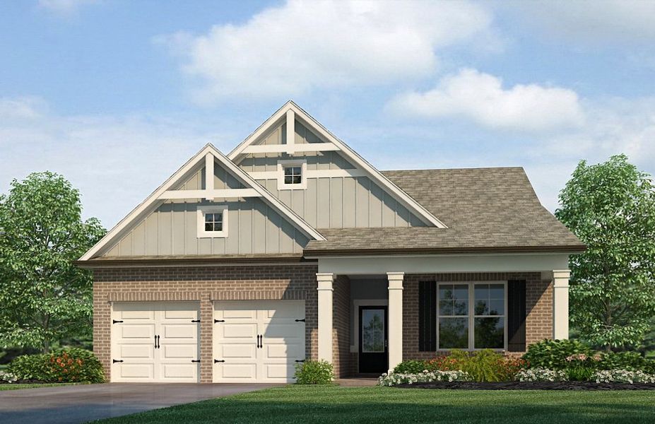 Representative exterior photo of a completed home built from the Newhall by Rockhaven Homes in Hillbrooke Preserve, Conyers, GA (Image 1).