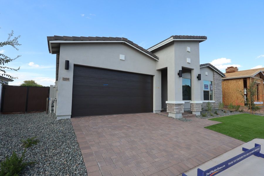 Front exterior of a new home in Alston at Soleo, San Tan Valley, AZ, highlighting curb appeal (Image 15).