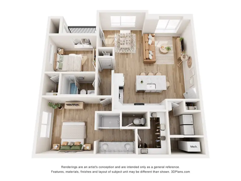 2D floor plan layout of this home in Lyric at RidgeGate Condos, Lone Tree, CO (Image 4).