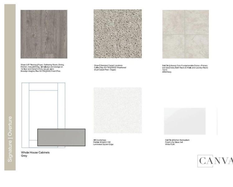 Design Selections.  Home is under construction and selections are subject to change.