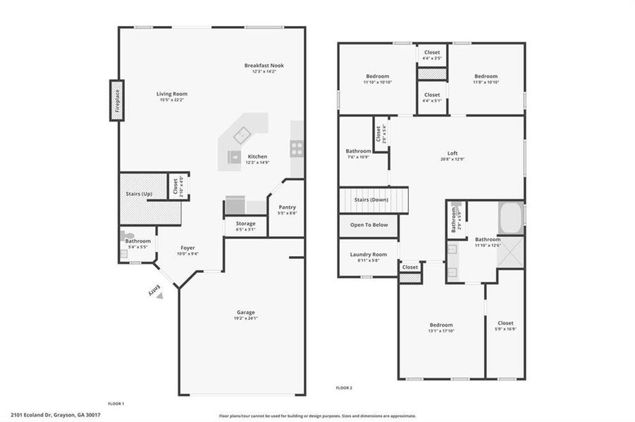 2D floor plan layout of this home in , Grayson, GA (Image 3). 2D floor plan layout of this home in , Grayson, GA (Image 3).