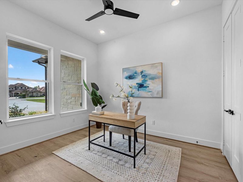 The dedicated study does have a closet and can flex as bedroom #4