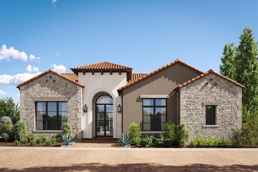 Front exterior of a new home in , Westlake, TX, highlighting curb appeal (Image 1). Front exterior of a new home in , Westlake, TX, highlighting curb appeal (Image 1).