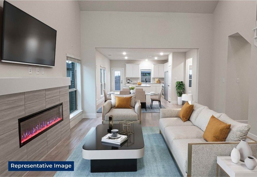 Representative furnished interior of a home built from the Ellis F by First Texas Homes in The Villages of Hurricane Creek, Anna (Image 6). Representative furnished interior of a home built from the Ellis F by First Texas Homes in The Villages of Hurricane Creek, Anna (Image 6).