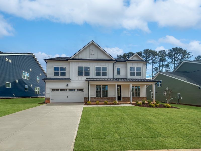 Front exterior of a new home in Stonewood Estates: Landmark, Durham, NC, highlighting curb appeal (Image 1).