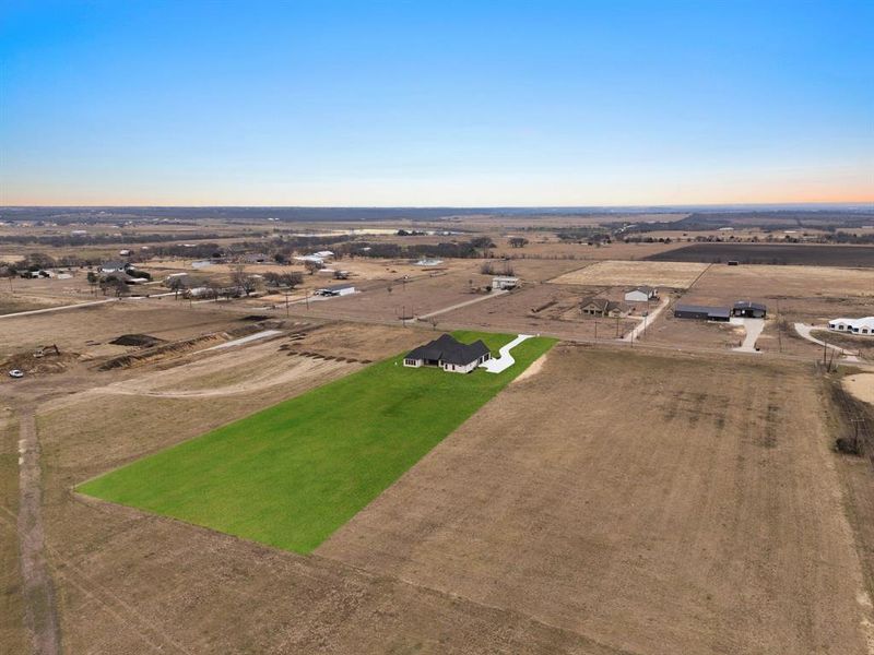 Birds eye view of property featuring a rural view property lines are approximate.