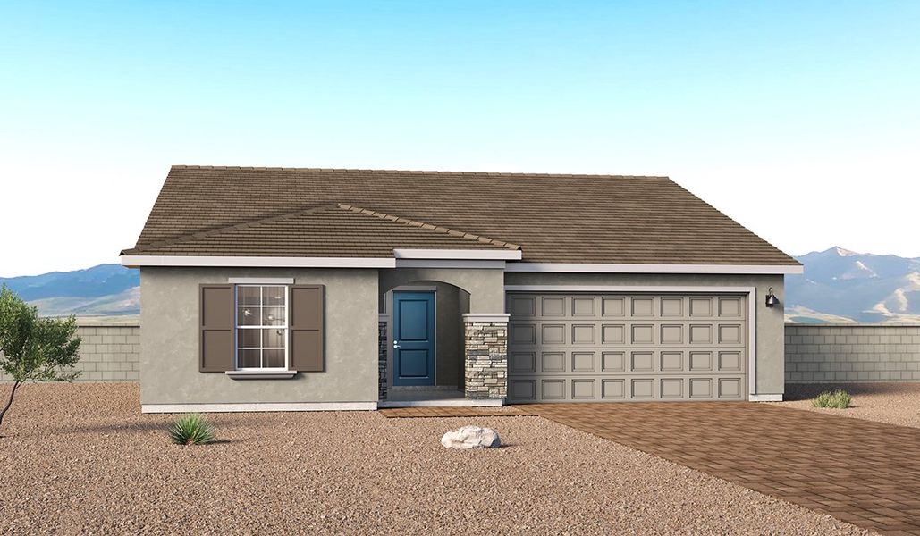 Representative exterior photo of a completed home built from the Jasper - C40J by D.R. Horton in Entrada Del Toro at Rancho Sahuarita, Sahuarita, AZ (Image 2). Representative exterior photo of a completed home built from the Jasper - C40J by D.R. Horton in Entrada Del Toro at Rancho Sahuarita, Sahuarita, AZ (Image 2).