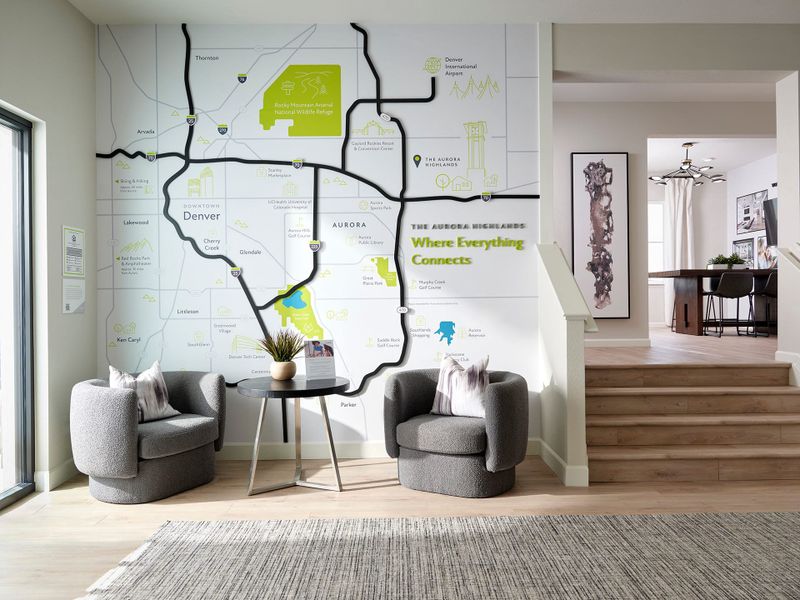 Furnished interior view inside a new home in The Aurora Highlands, Aurora (Image 3).