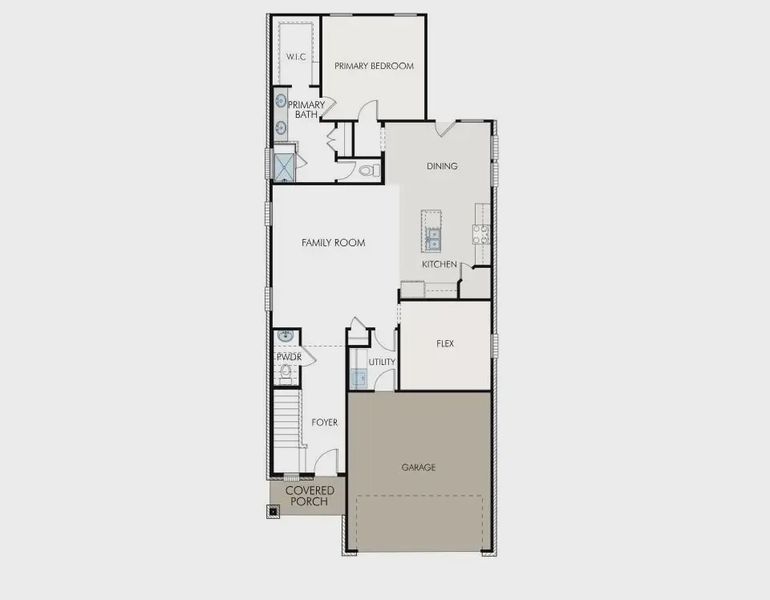 2D floor plan layout for the Lady Bird 3223 by GFO Home in Highland Village, Georgetown, TX (Image 3).