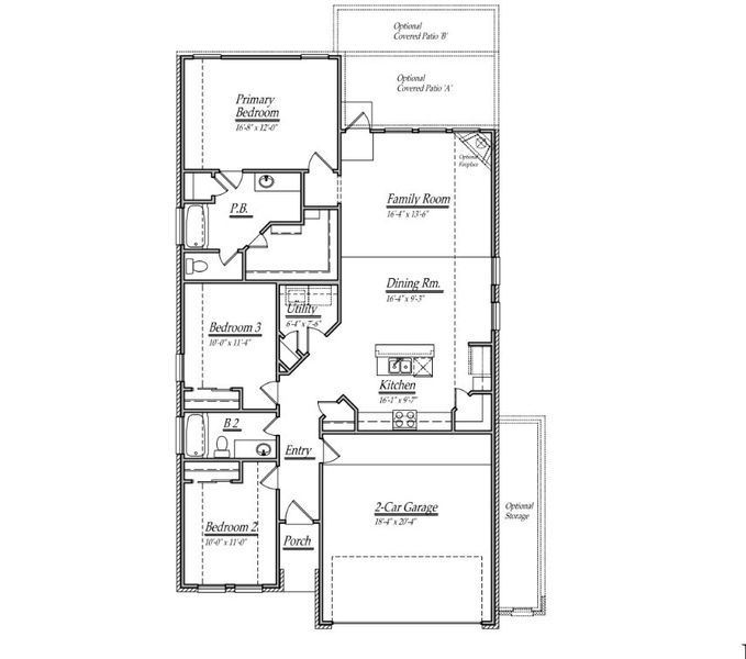 2D floor plan layout for the Plan 209 by Long Lake Ltd. in Olympia Fields, Fresno, TX (Image 3). 2D floor plan layout for the Plan 209 by Long Lake Ltd. in Olympia Fields, Fresno, TX (Image 3).
