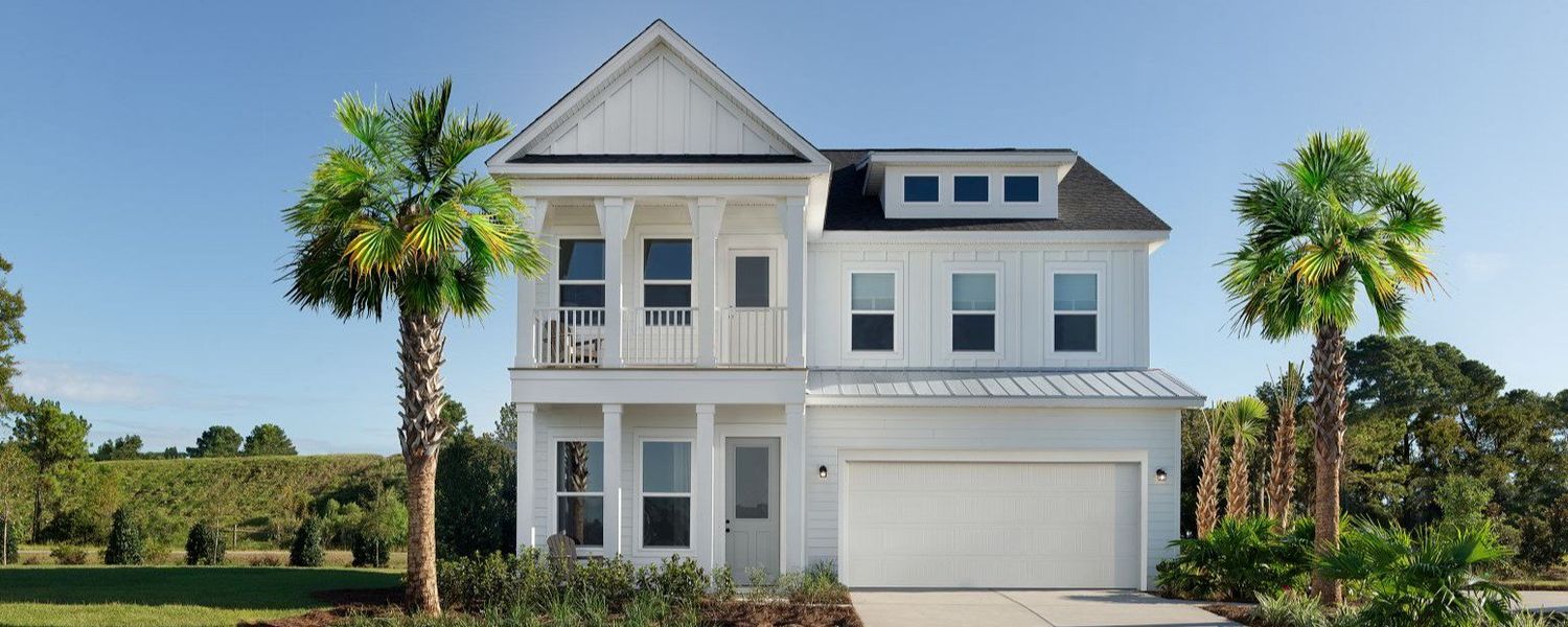 Representative exterior photo of a completed home built from the Palermo by Ashton Woods in Landing at River Oaks, Myrtle Beach, SC (Image 17).
