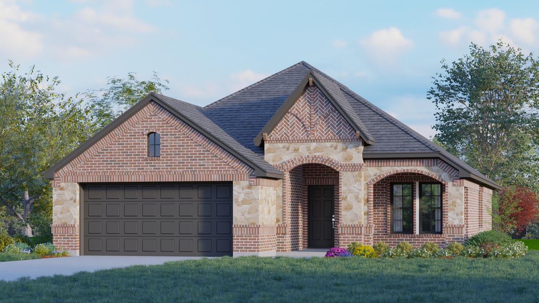 Elevation B with Stone | Concept 1991 at Chisholm Hills in Cleburne, TX by Landsea Homes