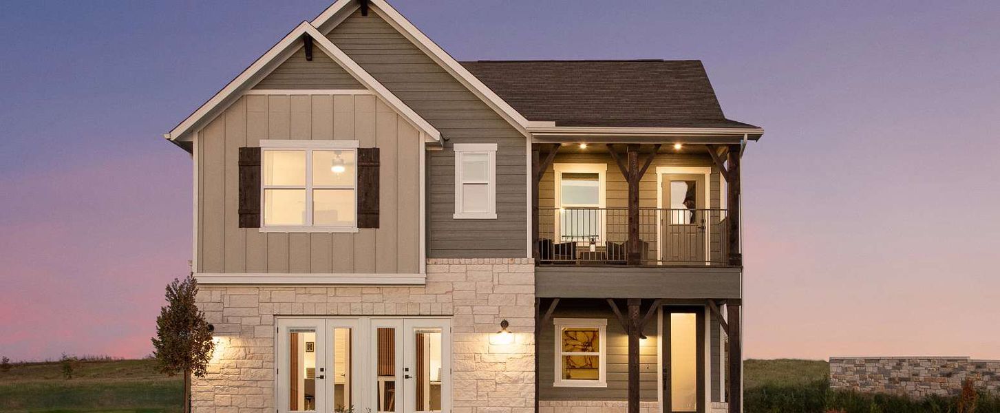 Representative exterior photo of a completed home built from the Knox by Ashton Woods in Rolling Glen, Hutto, TX (Image 1). Representative exterior photo of a completed home built from the Knox by Ashton Woods in Rolling Glen, Hutto, TX (Image 1).