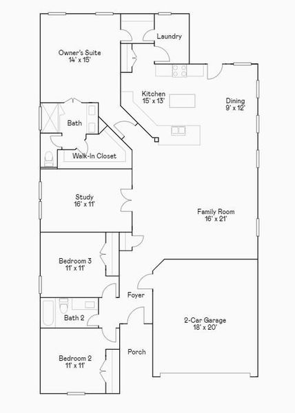 2D floor plan layout of this home in Cross Creek West, Fulshear, TX (Image 3).