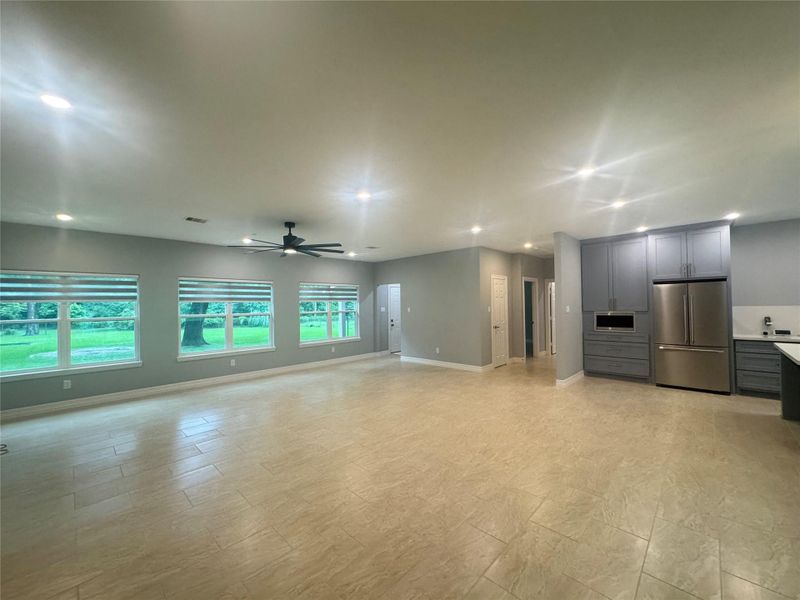 Huge open area for the living room, kitchen