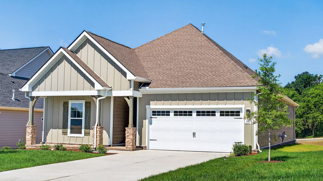 Front exterior of a new home in McClure Farms, Columbia, TN, highlighting curb appeal (Image 2). Front exterior of a new home in McClure Farms, Columbia, TN, highlighting curb appeal (Image 2).
